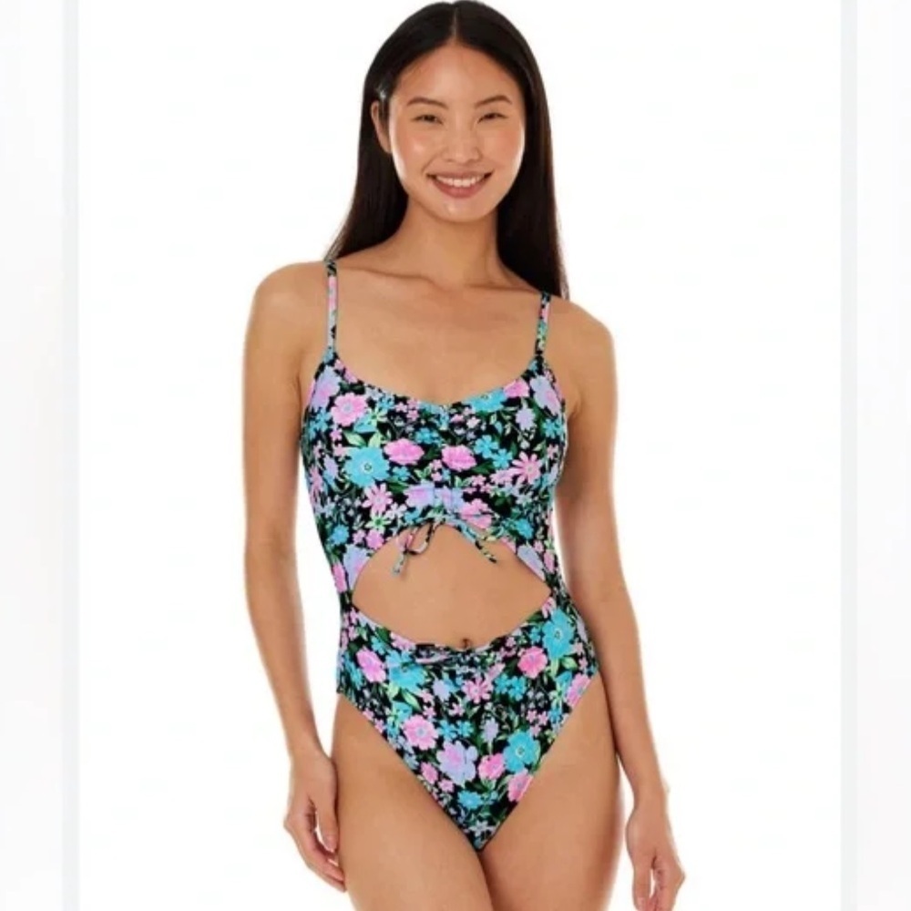 Celebrity Pink Swim Garden Floral Cutout HL Monokini One Piece Swimsuit size M